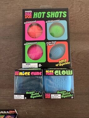 NeeDoh BUNDLE Lot 3 Hot Shots Glow Nice Cube Blue Nee Doh 🧊